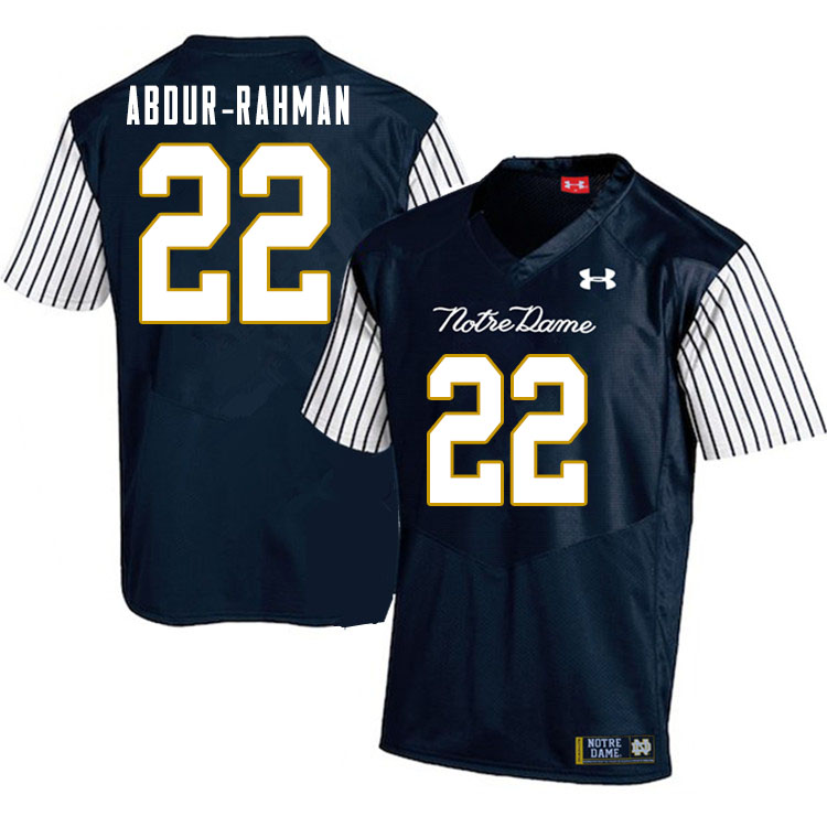 Men's NCAA Notre Dame Fighting Irish #22 Kendall Abdur-Rahman Stitched College Under Armour Authentic Navy Alternate Football Jersey TO10Q42BW